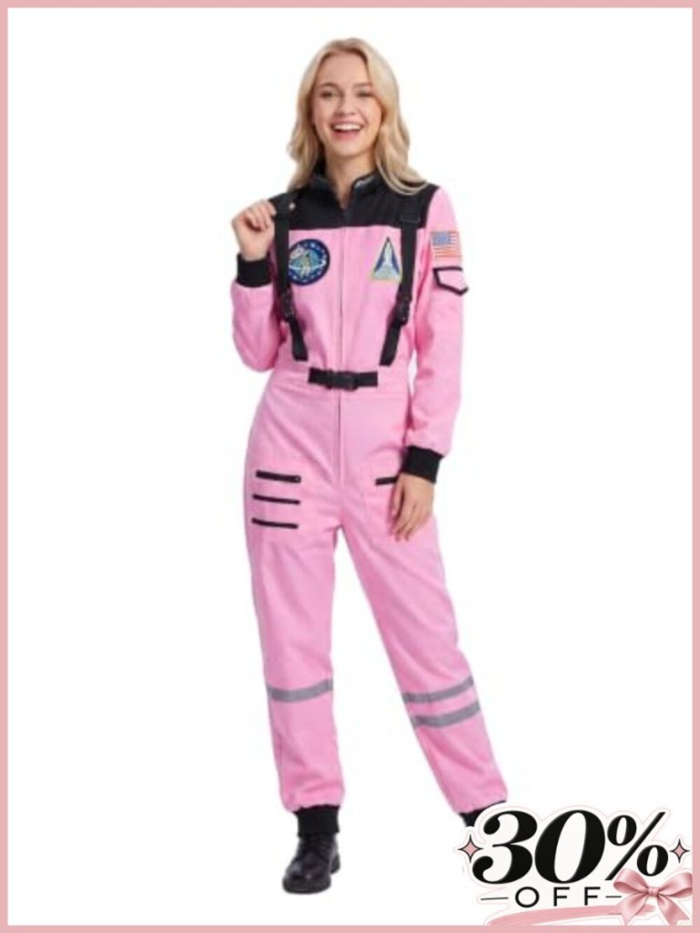 Womens Astronaut Costume Adult Space Suit Jumpsuit Halloween Cosplay